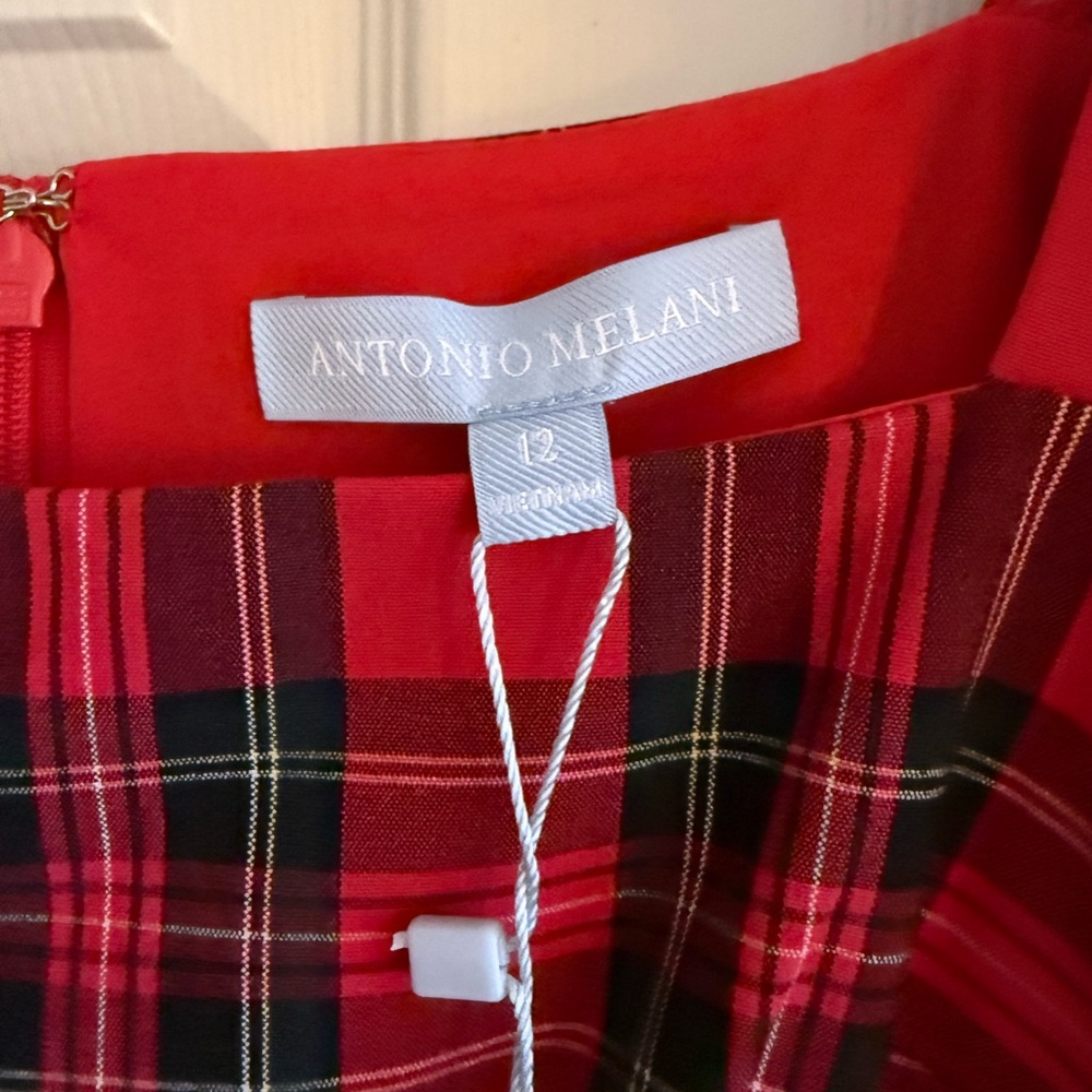 ANTONIO MELANI Red Plaid Long Sleeve Dress - Picture 8 of 8